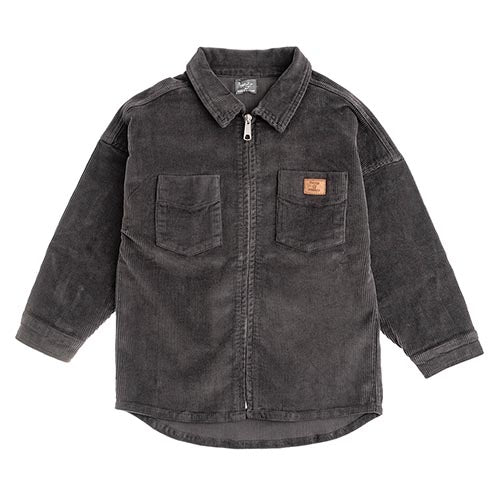 Corduroy Overshirt With Print dark grey