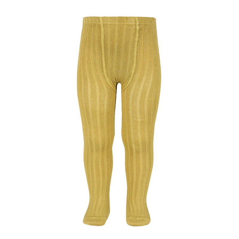 Wide Rib Basic Tights Mustard