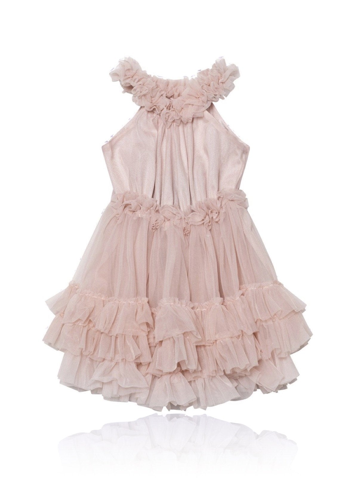 Ruffled Chiffon Dance Dress Klänning Pink