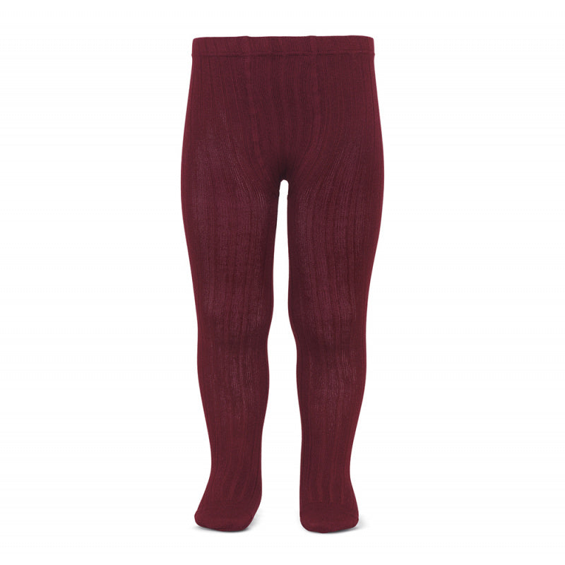 Wide Rib Basic Tights Burgundy