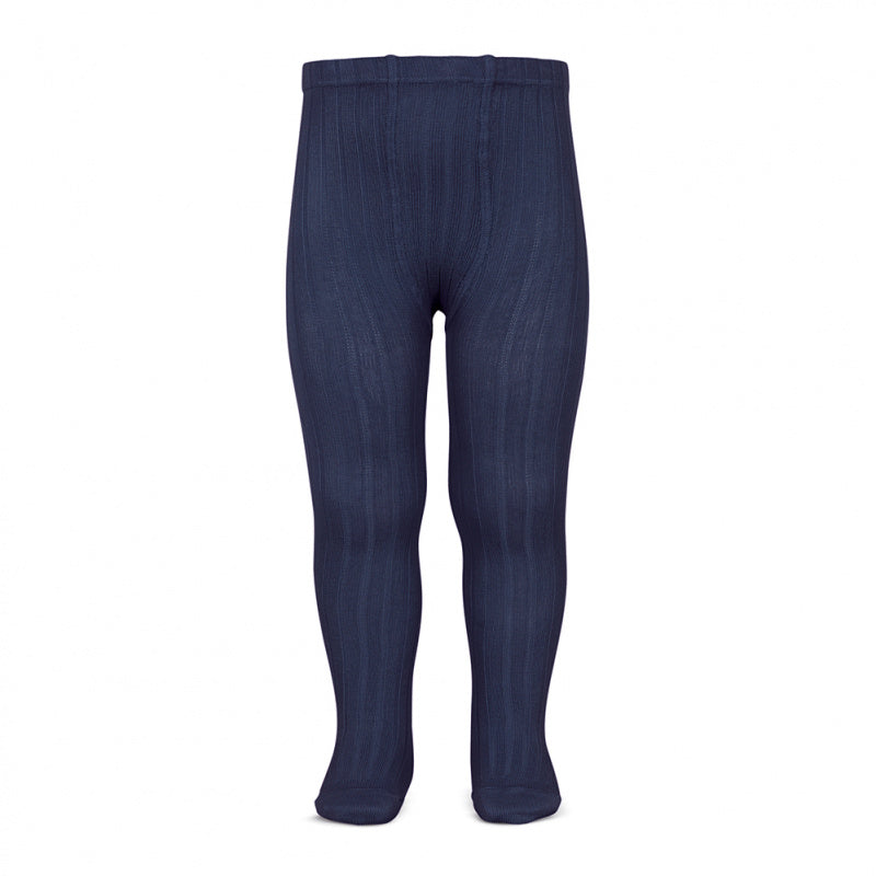 Wide Rib Basic Tights Navy Blue