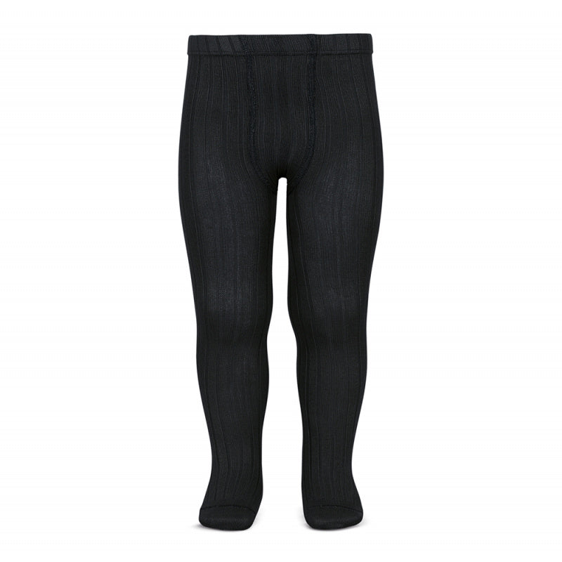 Wide Rib Basic Tights Black