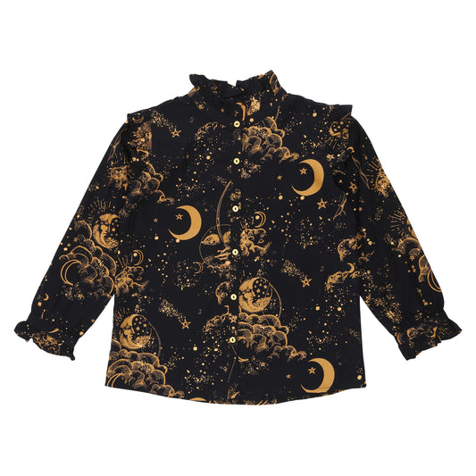 Tilde Shirt Jet Black AOP Starrynight