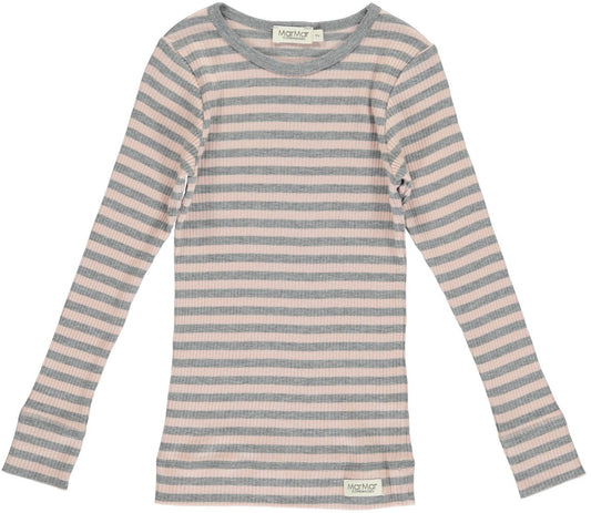 Plain Tee LS, T-shirt - Rose/Grey Melange