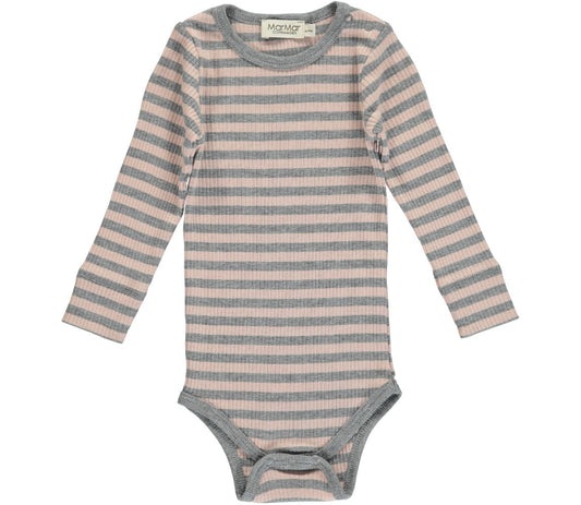 Plain Body LS, Bodystocking - Rose/Grey Melange