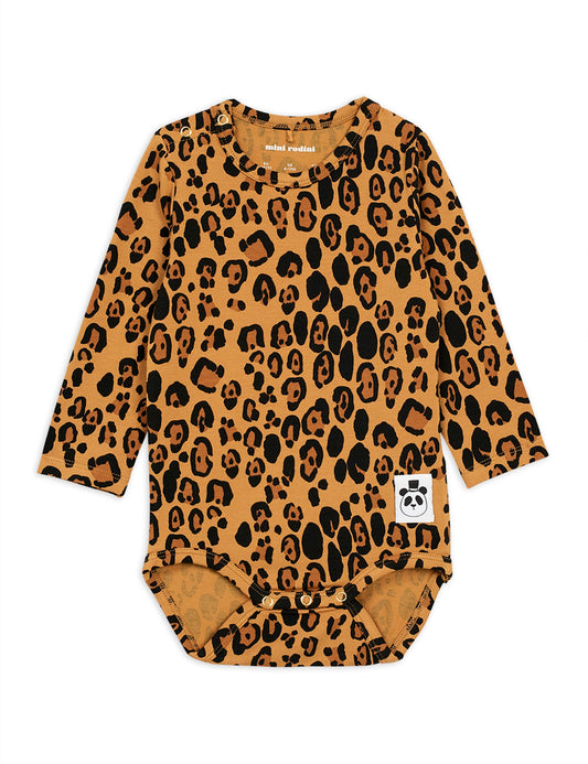 Basic Leopard Långärmad Body Beige