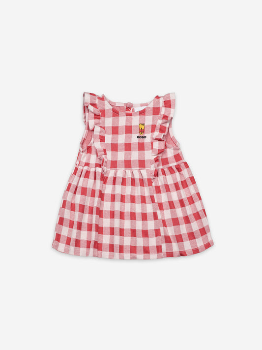 Vichy All Over Jersey Ruffle Dress