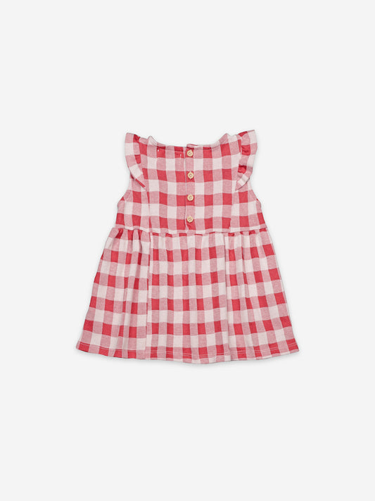 Vichy All Over Jersey Ruffle Dress