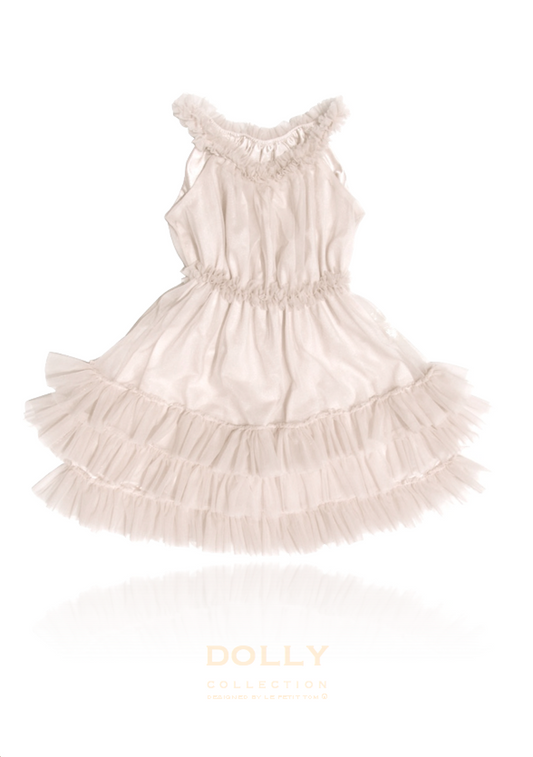 Ruffled Chiffon Dance Dress Klänning Off-White