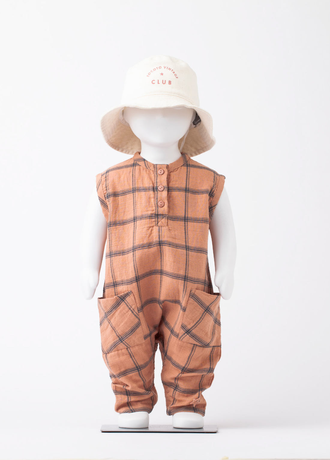 Checked Dungarees Light Brown