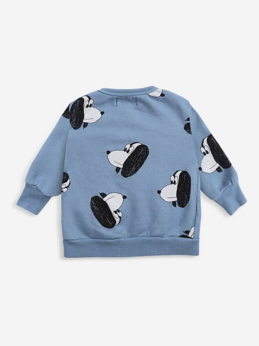 Doggie all over zipped sweatshirt forever blue