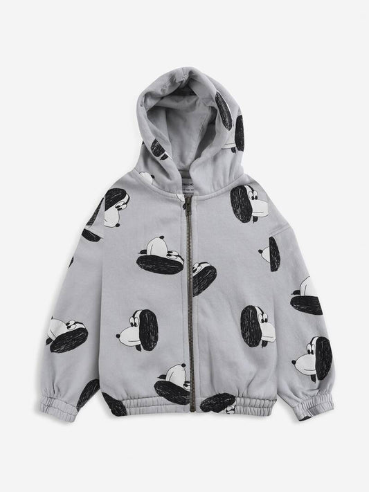 Doggie all over zipped hoodie gray violet