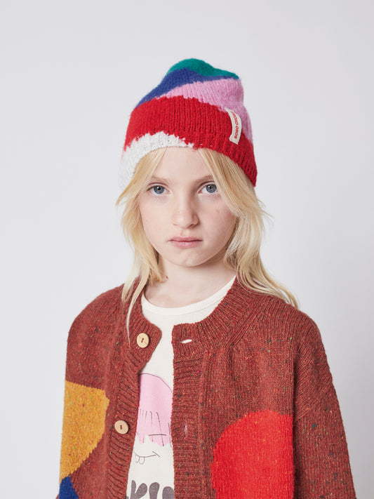 Geometric knitted cardigan kids tandoori spice