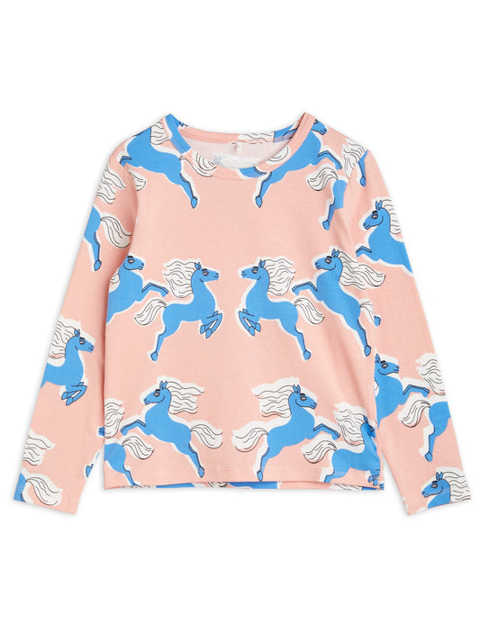 Horses aop LS Tee Pink