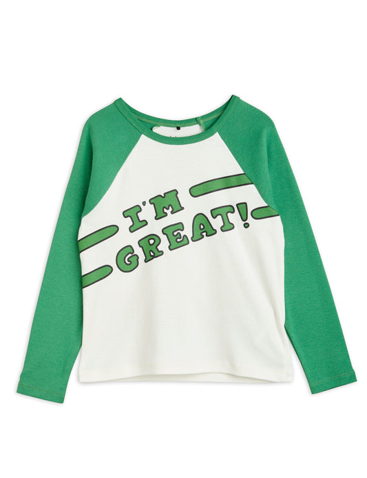 I am great sp raglan LS Tee Green