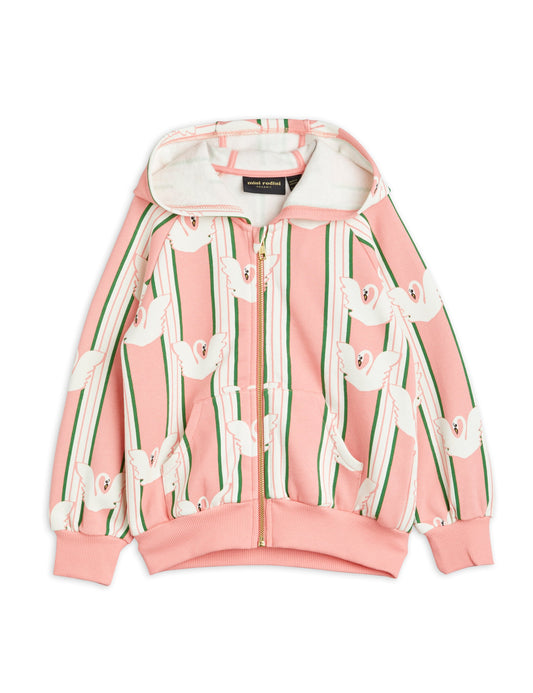 Swan aop Zip Hoodie Pink