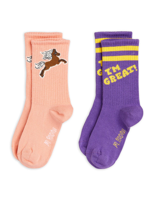 I am Great Socks 2-Pack Purple Pink