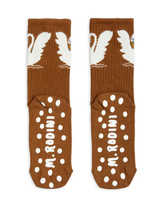 Swan Sock Anti Slip Brown