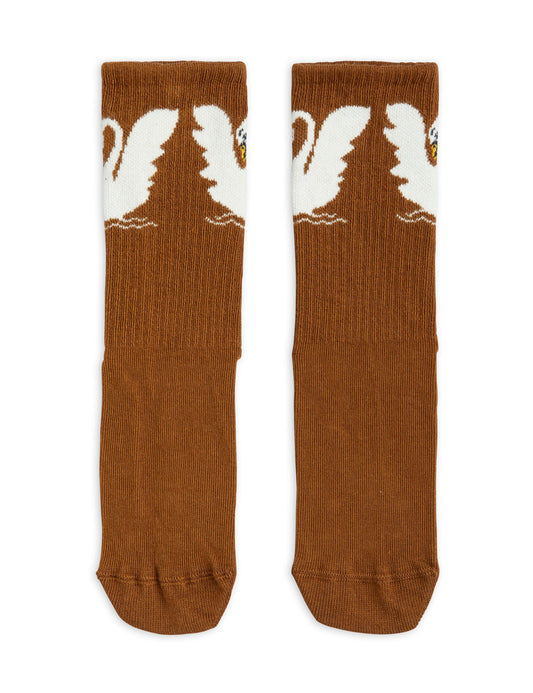 Swan Sock Anti Slip Brown
