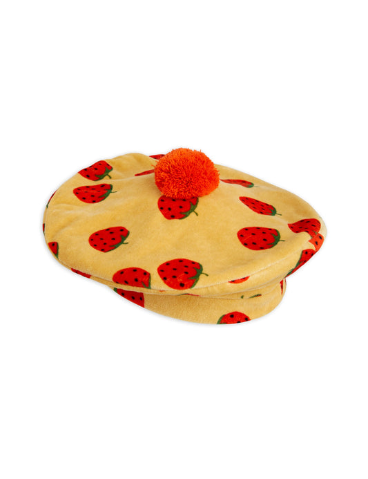 Strawberries Velour Beret Beige
