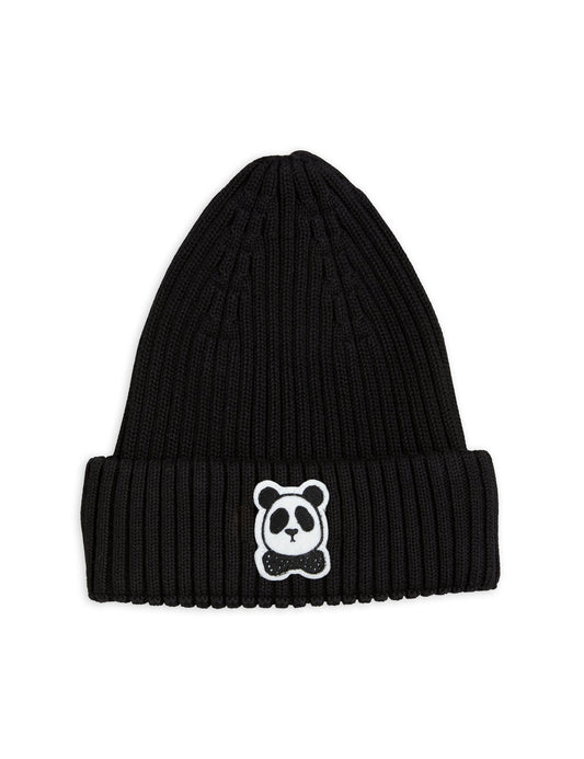Panda Fold Up Rib Hat Black