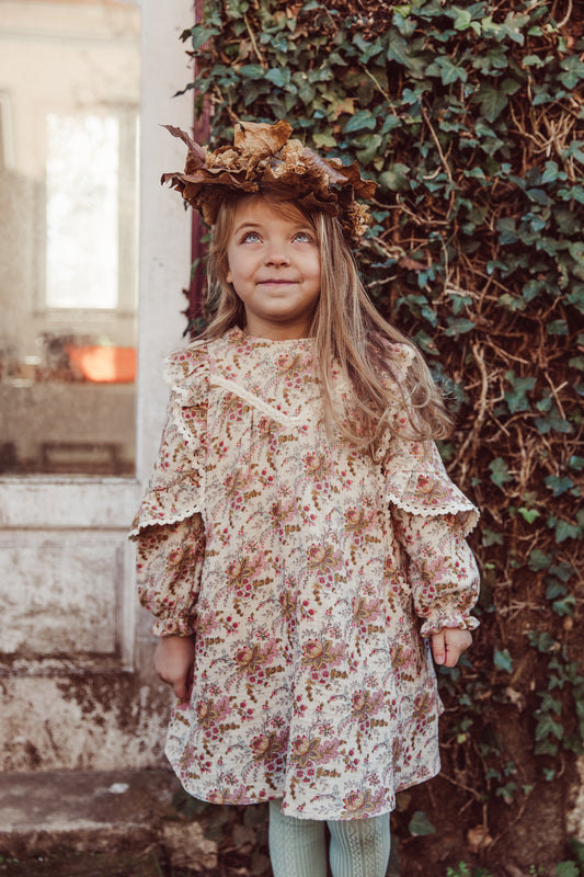 Lara klänning Cream French Flowers