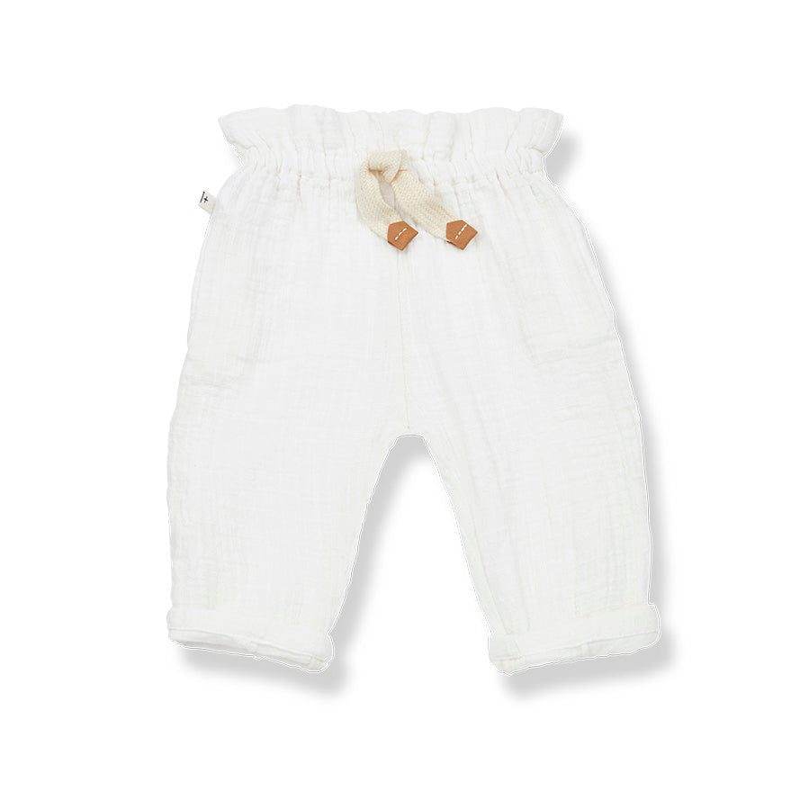Joana Double Cotton Muslin Pants Off-white