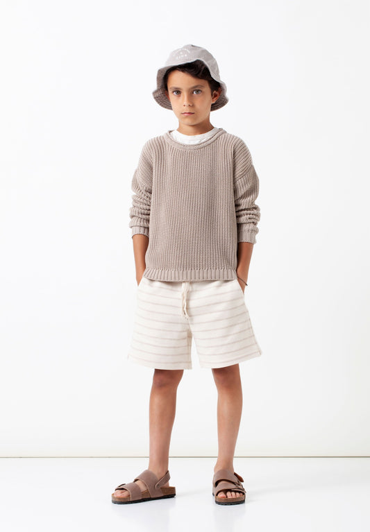 Stripped Boy Shorts Light Brown