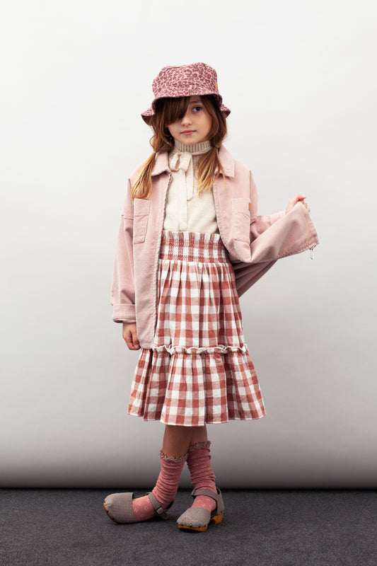 Vichy Frames Midi Skirt dark pink