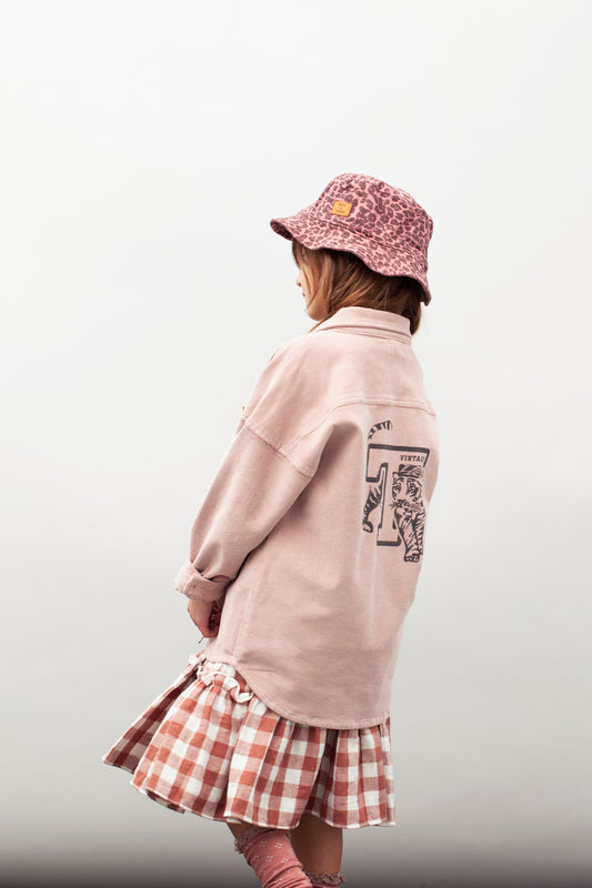 Corduroy Overshirt With Print pink