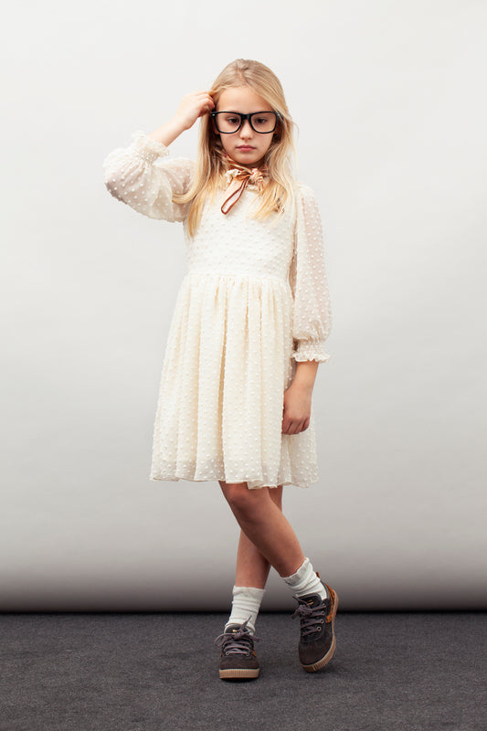 Plumeti Dress off white