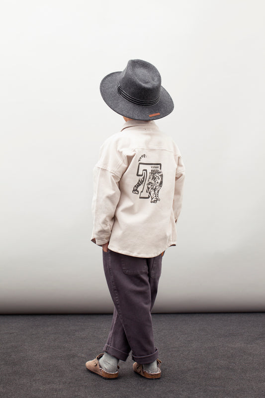 Corduroy Overshirt With Print off white