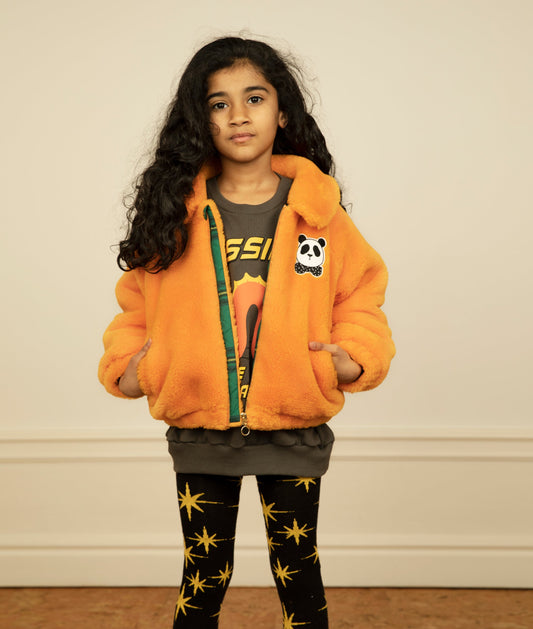 Faux Fur Aviator Jacket Yellow