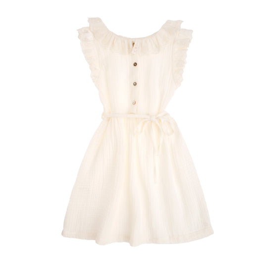 Lace Dress With Belt Ecru