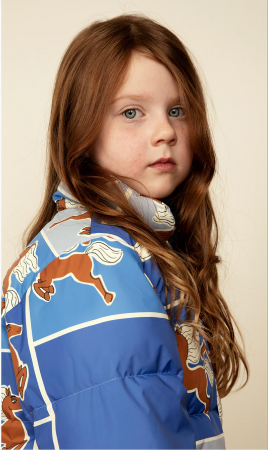 Horses Puffer Jacket Blue