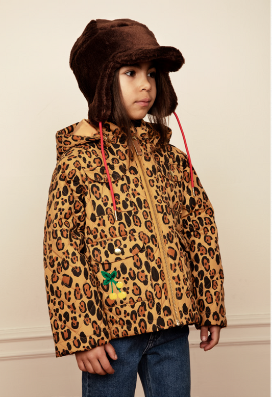 Leopard Quilted Jacket Brown
