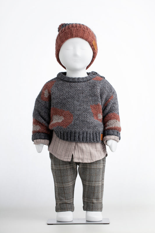 Baby Checked Pants dark grey