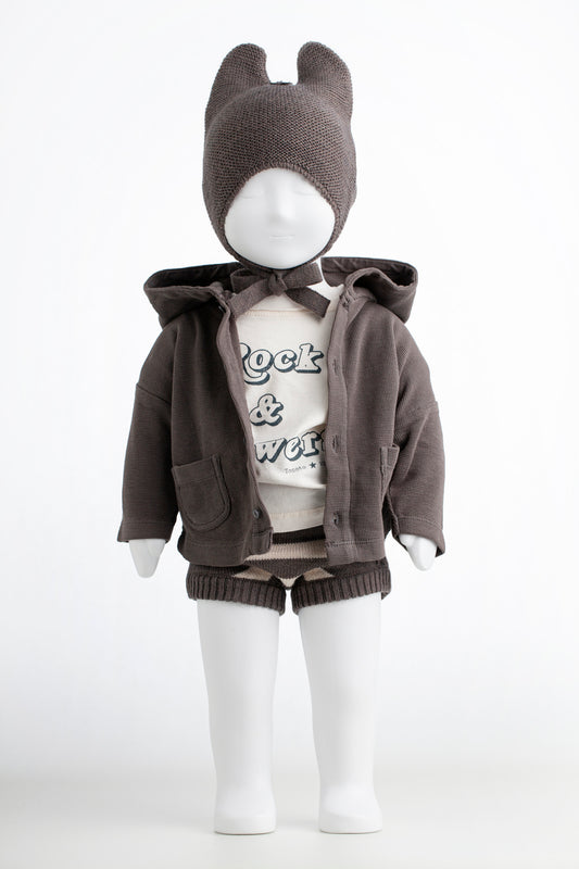 Knitted Striped Baby Coulotte dark grey