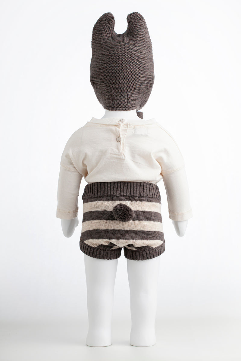 Knitted Striped Baby Coulotte dark grey