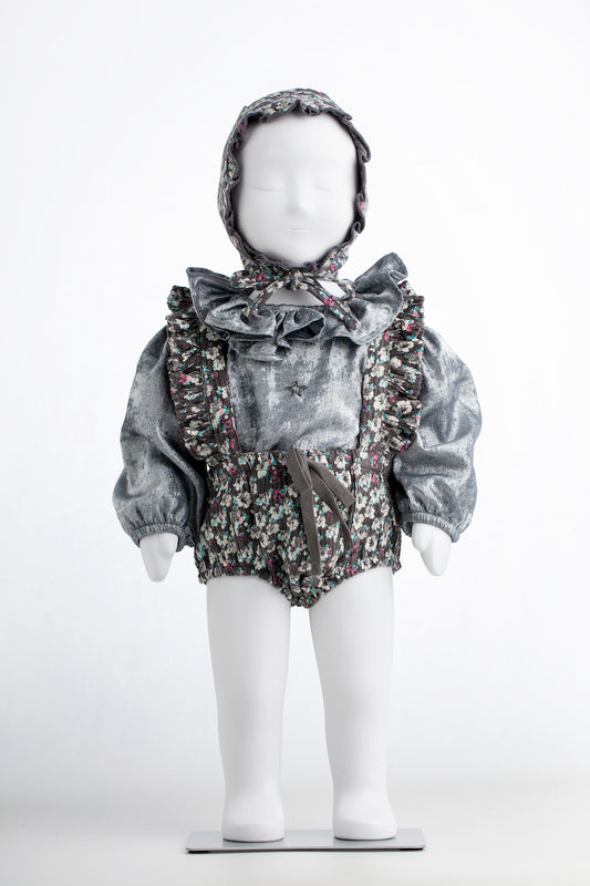 Coulotte With Suspenders Flower dark grey