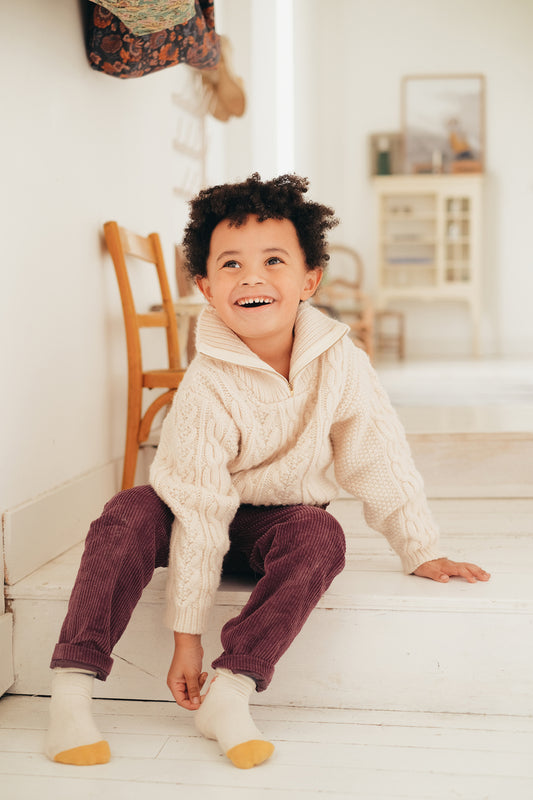 Kalie Kabelstickad Tröja Cream