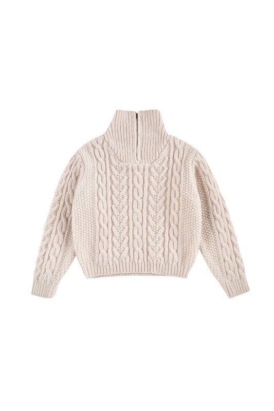 Kalie Kabelstickad Tröja Cream