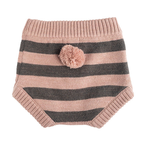 Knitted Striped Baby Coulotte pink
