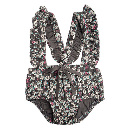 Coulotte With Suspenders Flower dark grey