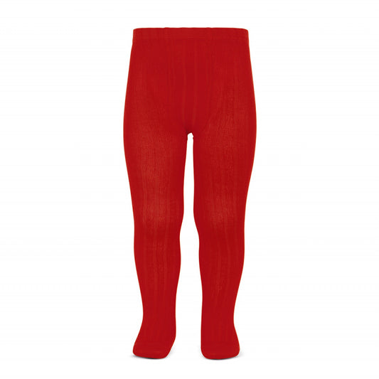 Wide Rib Basic Tights Red