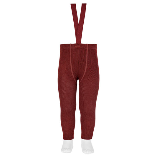 Merino Wool-Blend Leggings W/Elastic Suspenders Granet
