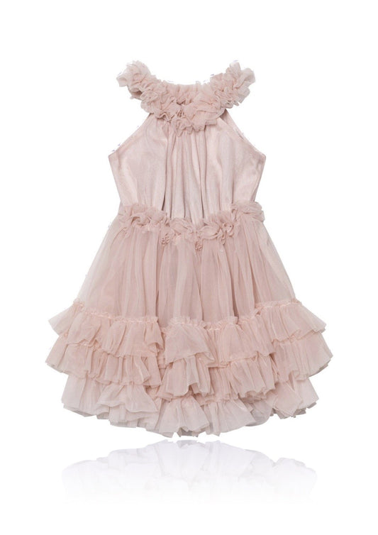 Ruffled Chiffon Dance Dress Klänning Pink
