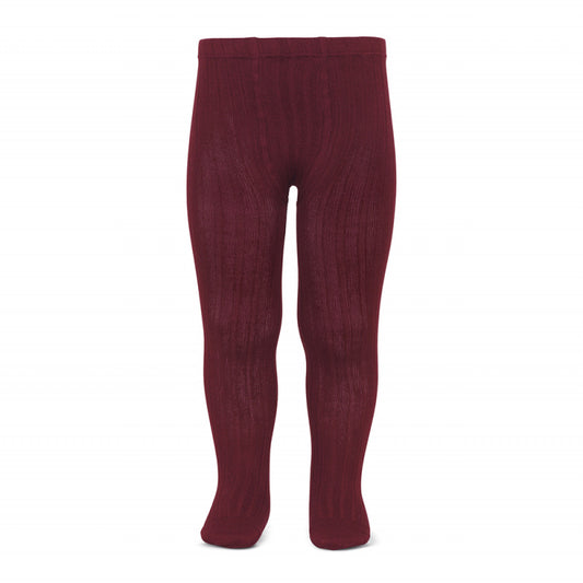 Wide Rib Basic Tights Burgundy