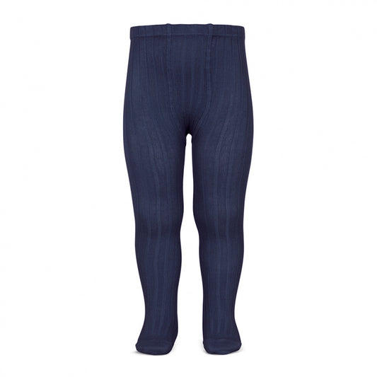 Wide Rib Basic Tights Navy Blue